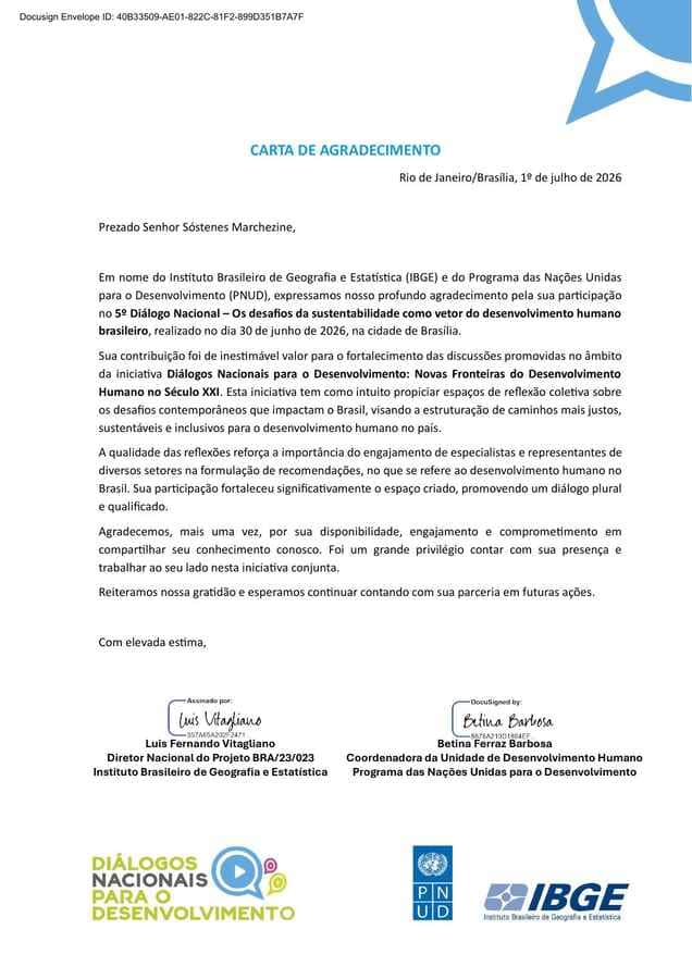 Carta de agradecimento